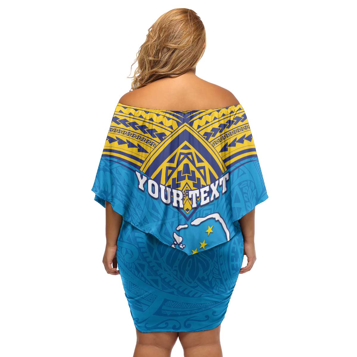 Personalised Tuvalu Independence Day Family Matching Off Shoulder Short Dress and Hawaiian Shirt Coat Of Arms With Polynesian Dolphin Tattoo LT05 - Polynesian Pride