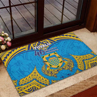 Tuvalu Independence Day Rubber Doormat Coat Of Arms With Polynesian Dolphin Tattoo