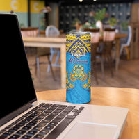 Personalised Tuvalu Independence Day Skinny Tumbler Coat Of Arms With Polynesian Dolphin Tattoo LT05 - Polynesian Pride