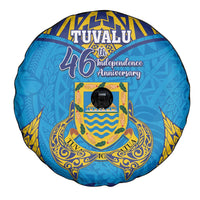 Tuvalu Independence Day Spare Tire Cover Coat Of Arms With Polynesian Dolphin Tattoo