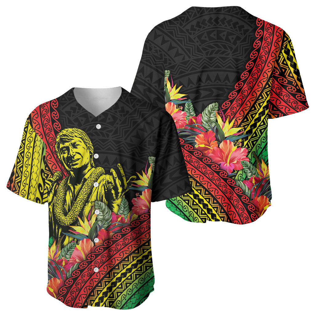 Retro Hawaiian Singer Baseball Jersey Polynesian Style Tropical Flowers LT05 - Polynesian Pride