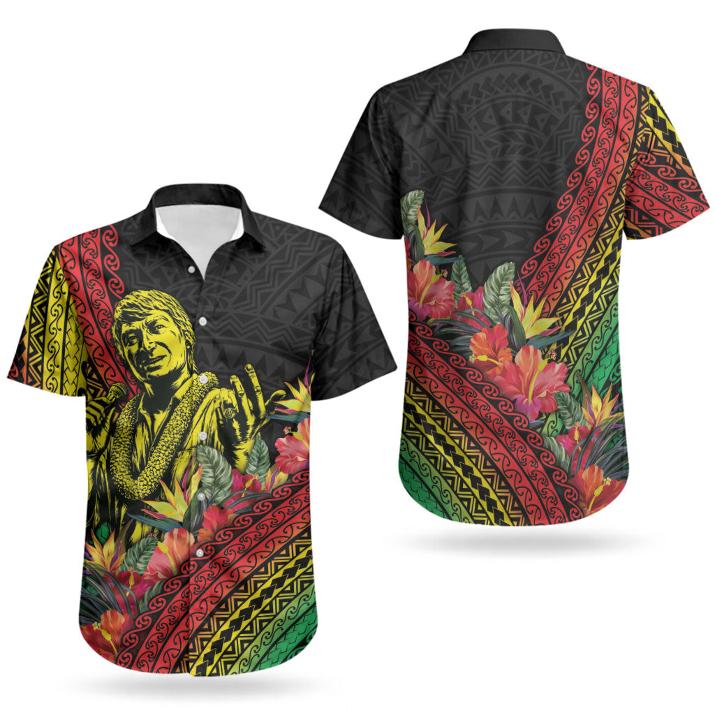 Retro Hawaiian Singer Couples Matching Long Sleeve Bodycon Dress and Hawaiian Shirt Polynesian Style Tropical Flowers LT05 - Polynesian Pride