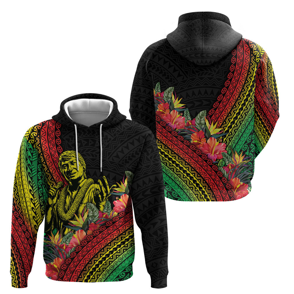 Retro Hawaiian Singer Hoodie Polynesian Style Tropical Flowers LT05 - Polynesian Pride