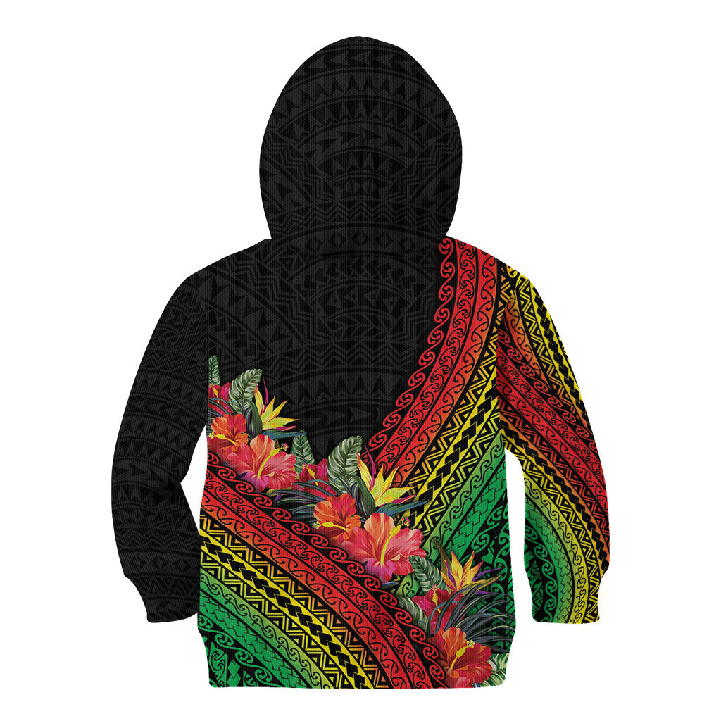Retro Hawaiian Singer Kid Hoodie Polynesian Style Tropical Flowers LT05 - Polynesian Pride