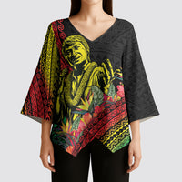 Retro Hawaiian Singer Kimono Sleeve Blouse Polynesian Style Tropical Flowers LT05 - Polynesian Pride