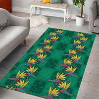 Hawaii Waikiki King Area Rug Green Quilt With Pua Manu LT05 - Polynesian Pride