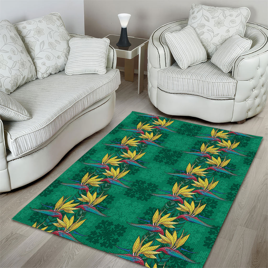 Hawaii Waikiki King Area Rug Green Quilt With Pua Manu LT05 - Polynesian Pride