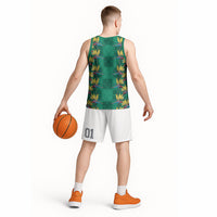 Hawaii Waikiki King Basketball Jersey Green Quilt With Pua Manu LT05 - Polynesian Pride