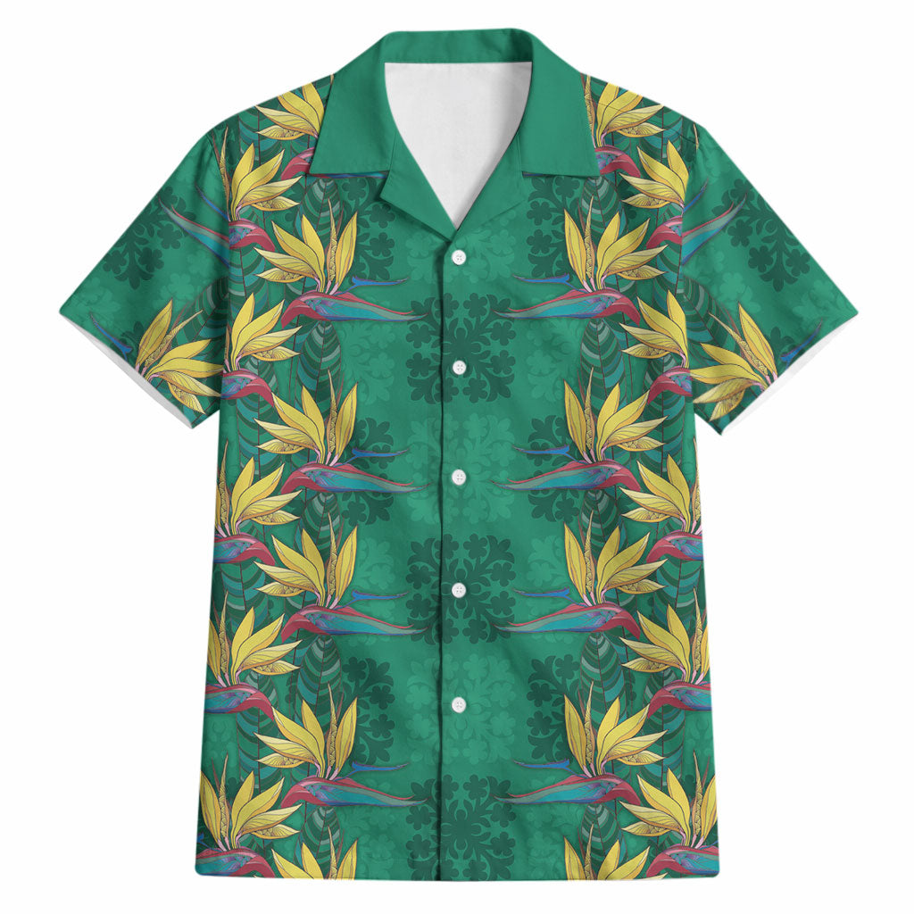 Hawaii Waikiki King Hawaiian Shirt Green Quilt With Pua Manu LT05 Green - Polynesian Pride