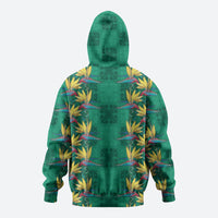 Hawaii Waikiki King Hoodie Green Quilt With Pua Manu LT05 - Polynesian Pride