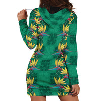Hawaii Waikiki King Hoodie Dress Green Quilt With Pua Manu LT05 - Polynesian Pride