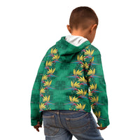 Hawaii Waikiki King Kid Hoodie Green Quilt With Pua Manu LT05 - Polynesian Pride