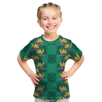 Hawaii Waikiki King Kid T Shirt Green Quilt With Pua Manu LT05 Green - Polynesian Pride