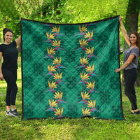 Hawaii Waikiki King Quilt Green Quilt With Pua Manu LT05 - Polynesian Pride