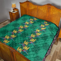 Hawaii Waikiki King Quilt Green Quilt With Pua Manu LT05 - Polynesian Pride