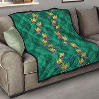 Hawaii Waikiki King Quilt Green Quilt With Pua Manu LT05 - Polynesian Pride