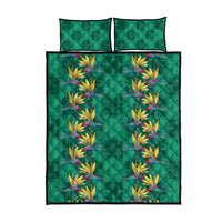 Hawaii Waikiki King Quilt Bed Set Green Quilt With Pua Manu LT05 - Polynesian Pride