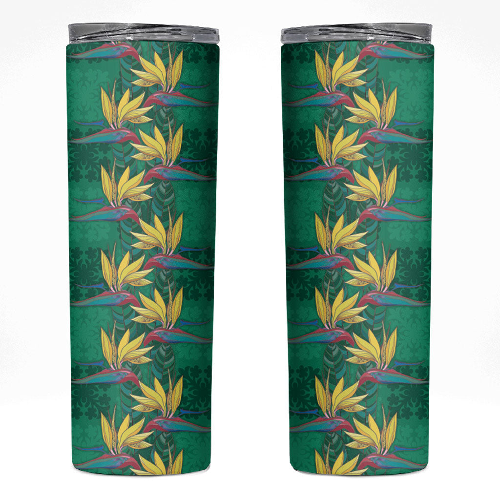 Hawaii Waikiki King Skinny Tumbler Green Quilt With Pua Manu LT05 Green - Polynesian Pride