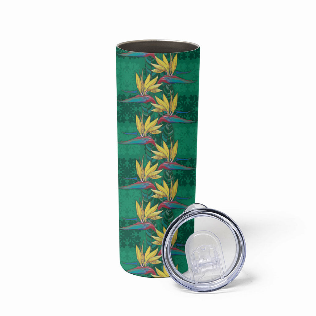 Hawaii Waikiki King Skinny Tumbler Green Quilt With Pua Manu LT05 - Polynesian Pride