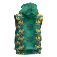 Hawaii Waikiki King Sleeveless Hoodie Green Quilt With Pua Manu LT05 - Polynesian Pride