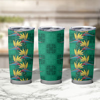 Hawaii Waikiki King Tumbler Cup Green Quilt With Pua Manu LT05 - Polynesian Pride