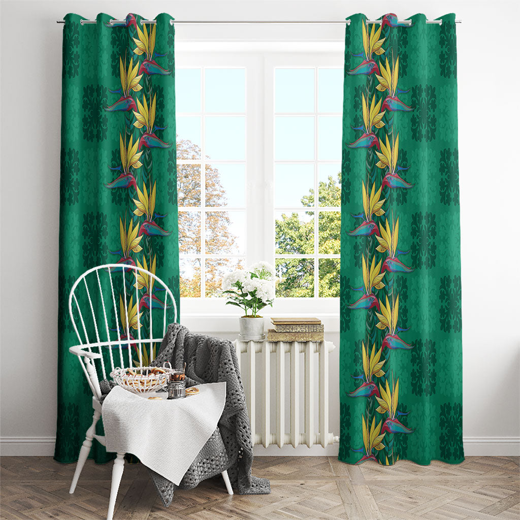 Hawaii Waikiki King Window Curtain Green Quilt With Pua Manu LT05 - Polynesian Pride