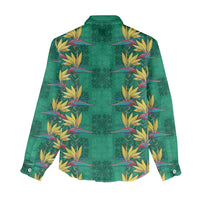 Hawaii Waikiki King Women Casual Shirt Green Quilt With Pua Manu LT05 - Polynesian Pride