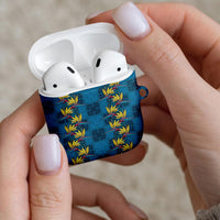 Hawaii Waikiki King AirPods Case Blue Quilt With Pua Manu LT05 - Polynesian Pride