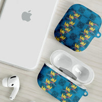Hawaii Waikiki King AirPods Case Blue Quilt With Pua Manu LT05 - Polynesian Pride