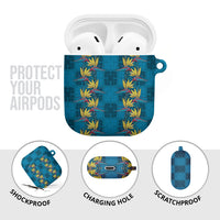 Hawaii Waikiki King AirPods Case Blue Quilt With Pua Manu LT05 - Polynesian Pride