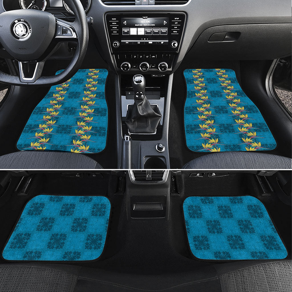 Hawaii Waikiki King Car Mats Blue Quilt With Pua Manu LT05 Set 4pcs Blue - Polynesian Pride