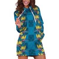 Hawaii Waikiki King Hoodie Dress Blue Quilt With Pua Manu LT05 Blue - Polynesian Pride