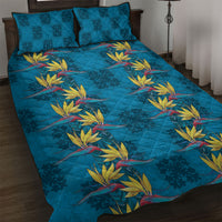 Hawaii Waikiki King Quilt Bed Set Blue Quilt With Pua Manu LT05 Blue - Polynesian Pride