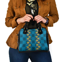 Hawaii Waikiki King Shoulder Handbag Blue Quilt With Pua Manu LT05 - Polynesian Pride