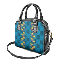 Hawaii Waikiki King Shoulder Handbag Blue Quilt With Pua Manu LT05 - Polynesian Pride