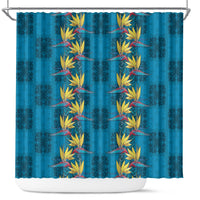 Hawaii Waikiki King Shower Curtain Blue Quilt With Pua Manu LT05 Blue - Polynesian Pride