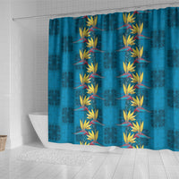 Hawaii Waikiki King Shower Curtain Blue Quilt With Pua Manu LT05 - Polynesian Pride