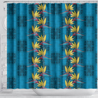 Hawaii Waikiki King Shower Curtain Blue Quilt With Pua Manu LT05 - Polynesian Pride