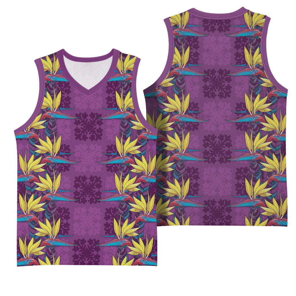 Hawaii Waikiki King Basketball Jersey Purple Quilt With Pua Manu LT05 - Polynesian Pride