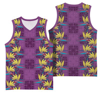 Hawaii Waikiki King Basketball Jersey Purple Quilt With Pua Manu LT05 - Polynesian Pride
