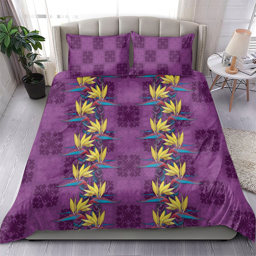 Hawaii Waikiki King Bedding Set Purple Quilt With Pua Manu LT05 - Polynesian Pride