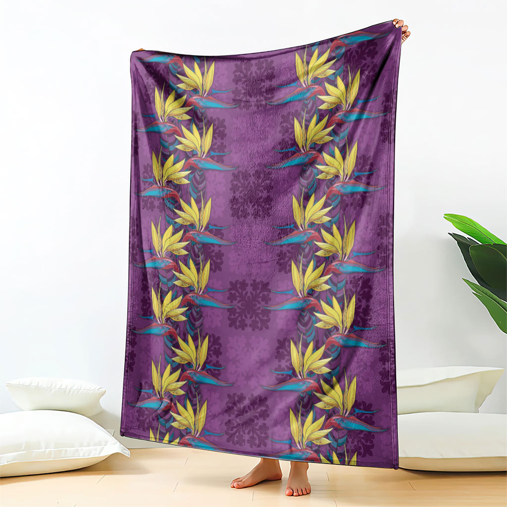 Hawaii Waikiki King Blanket Purple Quilt With Pua Manu LT05 - Polynesian Pride