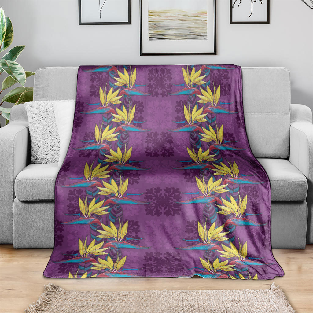 Hawaii Waikiki King Blanket Purple Quilt With Pua Manu LT05 - Polynesian Pride