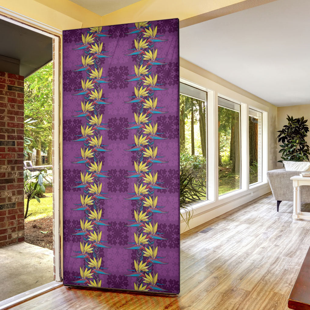 Hawaii Waikiki King Door Cover Purple Quilt With Pua Manu LT05 - Polynesian Pride