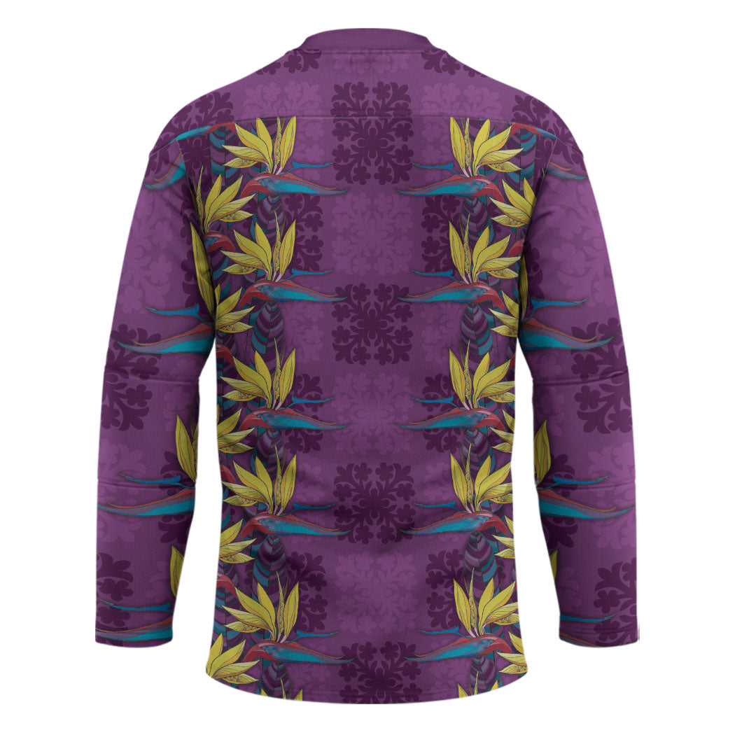 Hawaii Waikiki King Hockey Jersey Purple Quilt With Pua Manu LT05 - Polynesian Pride