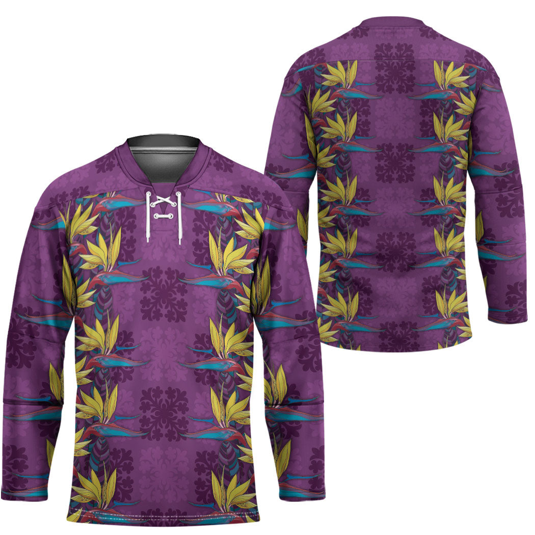 Hawaii Waikiki King Hockey Jersey Purple Quilt With Pua Manu LT05 - Polynesian Pride