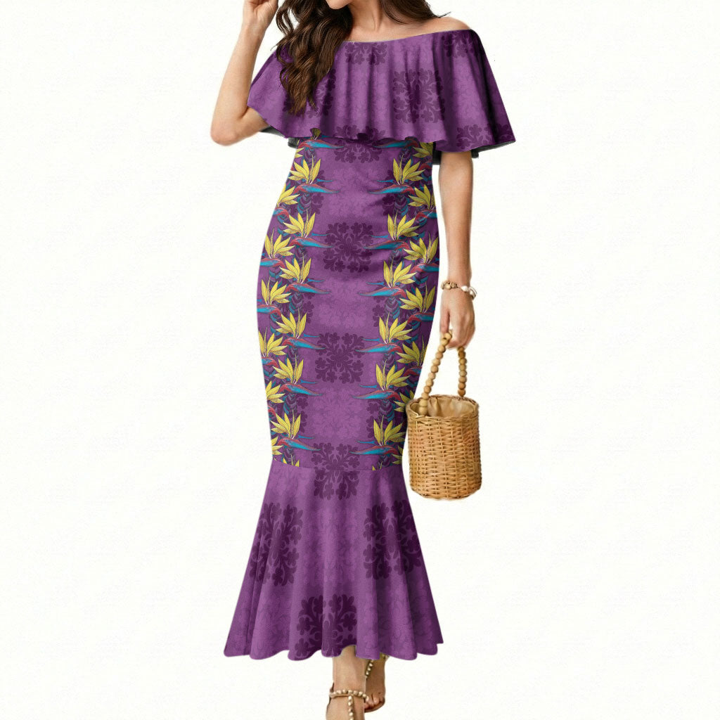 Hawaii Waikiki King Mermaid Dress Purple Quilt With Pua Manu LT05 Women Purple - Polynesian Pride