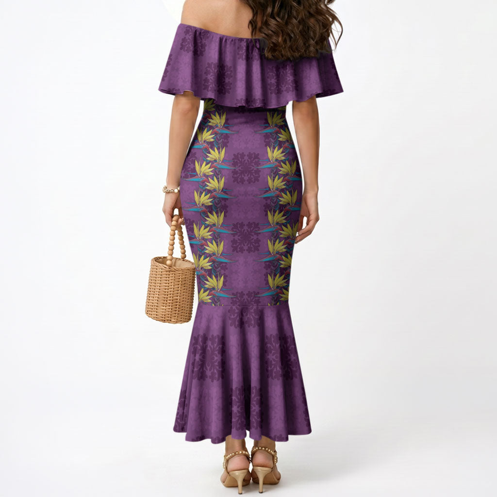 Hawaii Waikiki King Mermaid Dress Purple Quilt With Pua Manu LT05 - Polynesian Pride