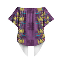 Hawaii Waikiki King Off Shoulder Wrap Waist Top Purple Quilt With Pua Manu LT05 - Polynesian Pride