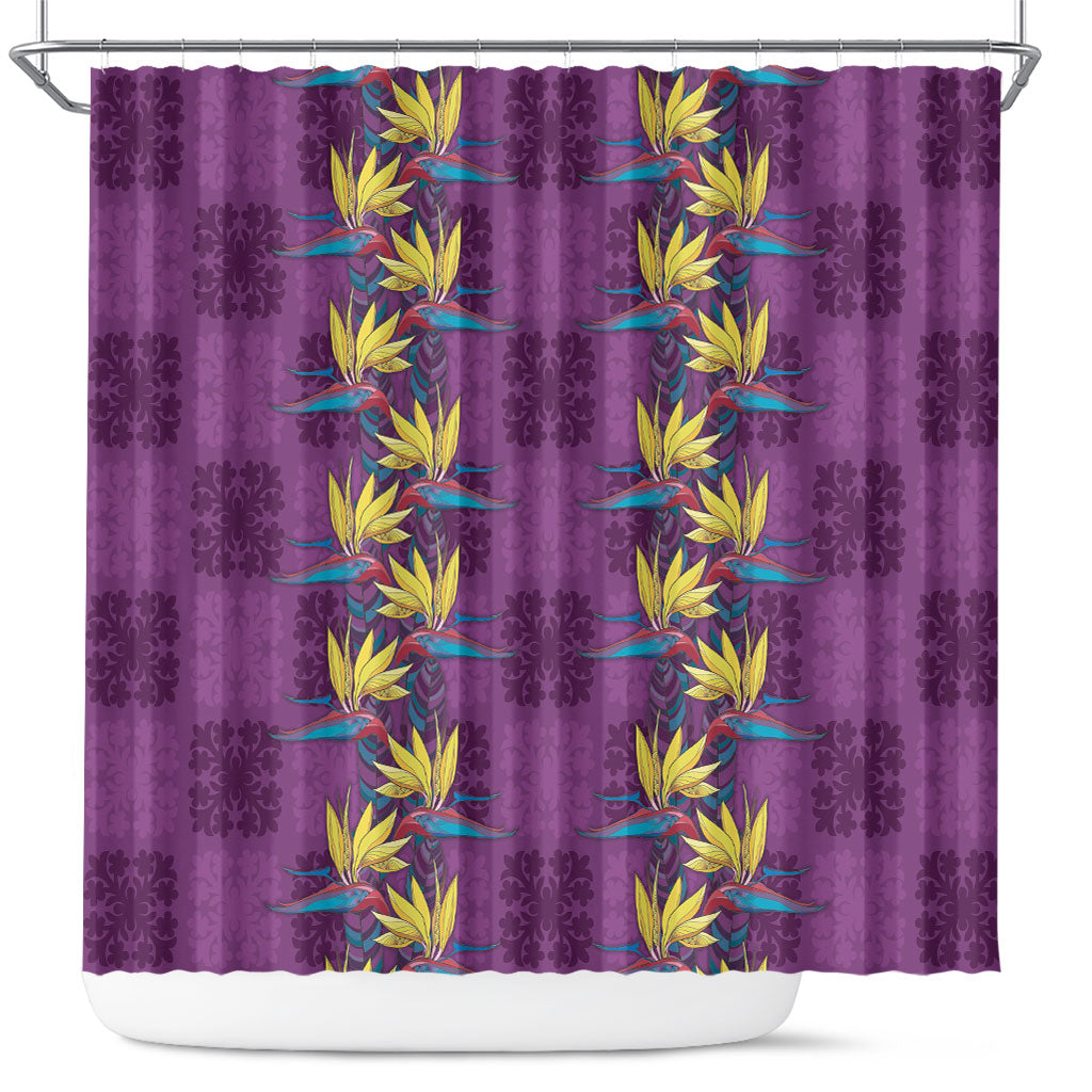 Hawaii Waikiki King Shower Curtain Purple Quilt With Pua Manu LT05 Purple - Polynesian Pride